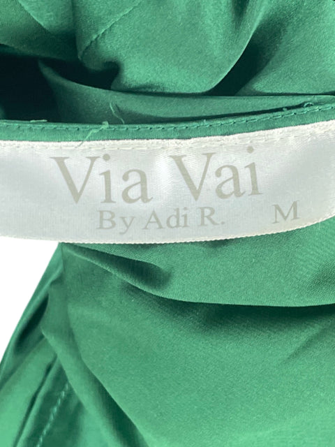 Vestido Via Vai Dreapeado Mangas Verde-Talla M