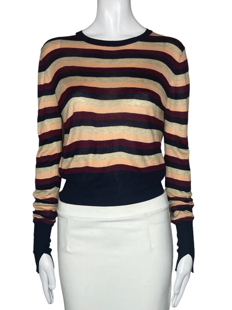 Sueter Zara Lineas Mangas Azul-Talla S