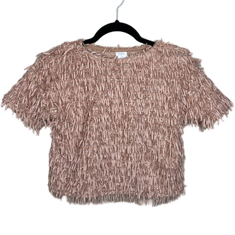 Sweater Zara Flecos Rosado - Talla 7