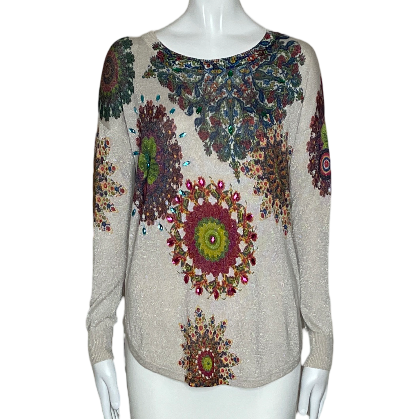 Sweater Desigual Metalizado Mandalas Dorado-Talla  S