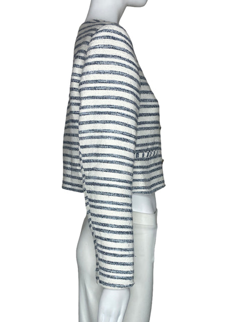Chaqueta Zara Rayas Botones Blanco-Talla XS