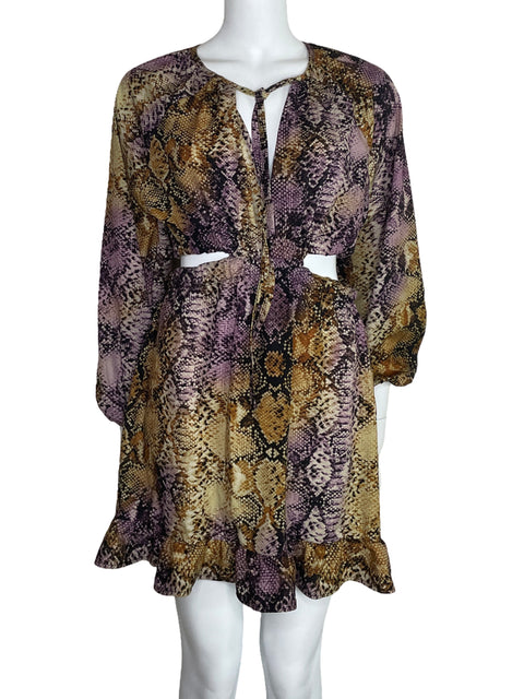 Vestido Dixie Cut Out Animal Print Amarillo-Talla S
