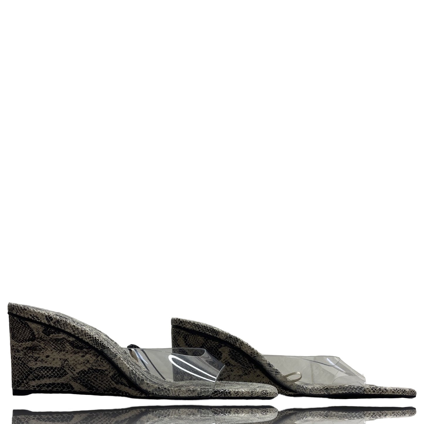 Sandalias Zara Tacón Snake Print Beige - Talla 37