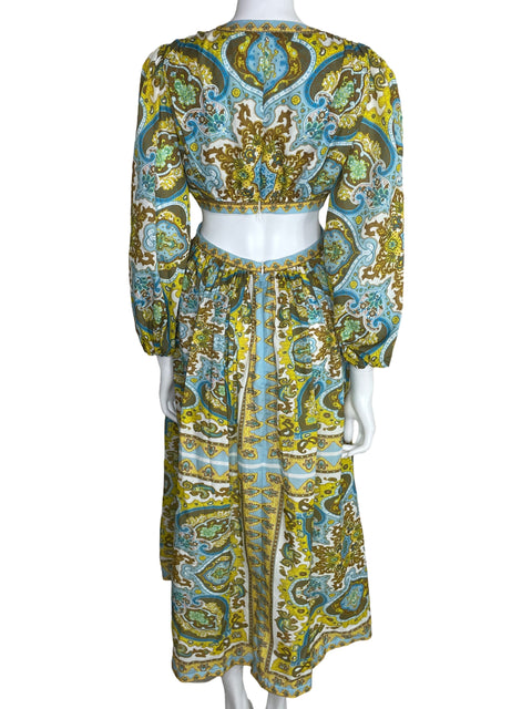 Vestido Filo Estampado Cut Out Azul-Talla S
