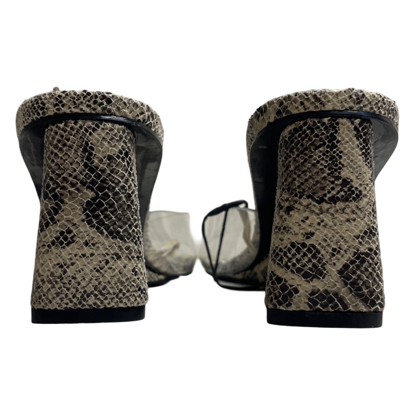 Sandalias Zara Tacón Snake Print Beige - Talla 37