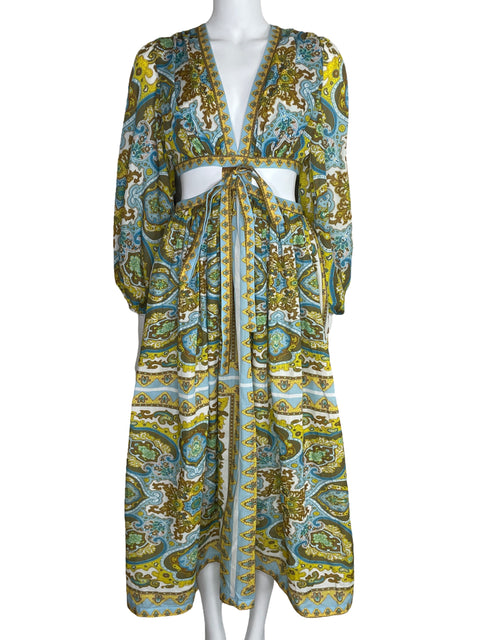 Vestido Filo Estampado Cut Out Azul-Talla S
