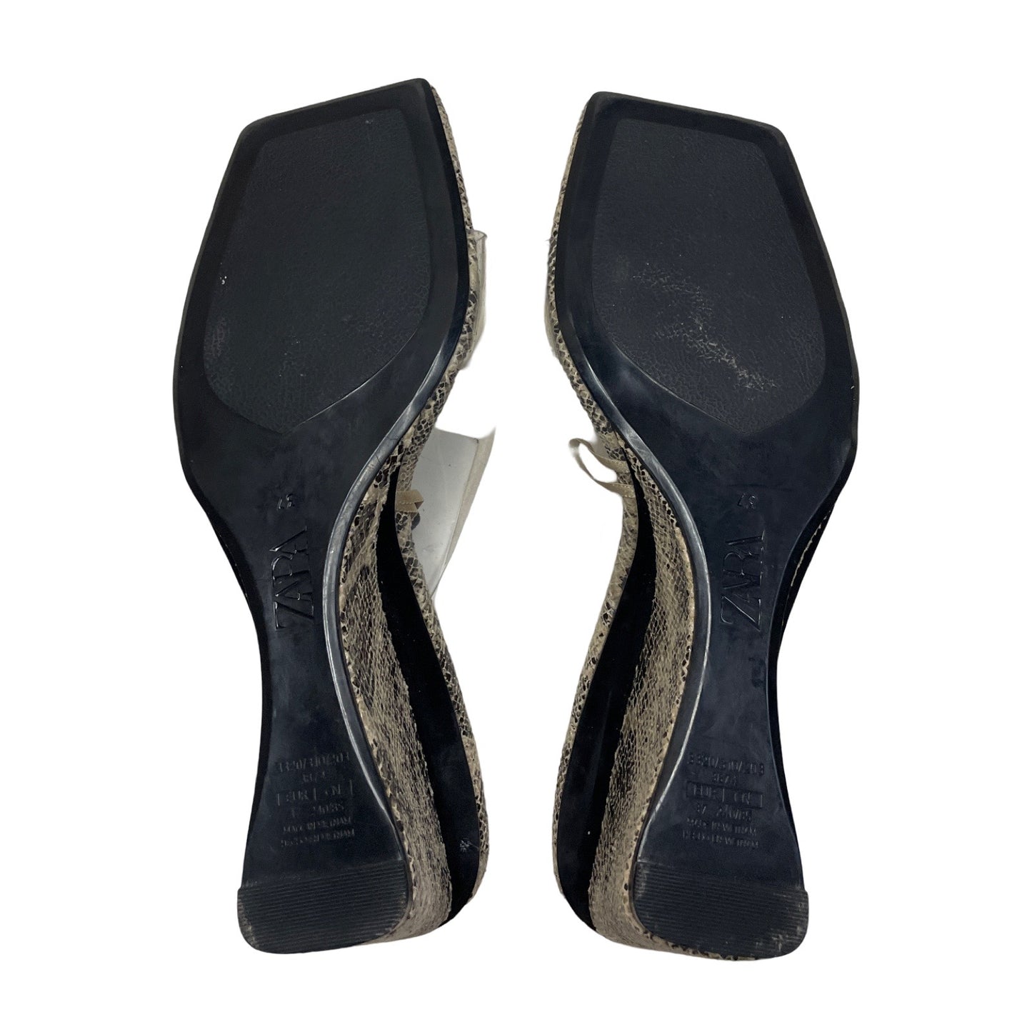 Sandalias Zara Tacón Snake Print Beige - Talla 37