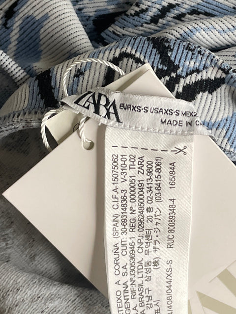 Vestido Zara Cuello Alto Midi Blanco-Talla XS