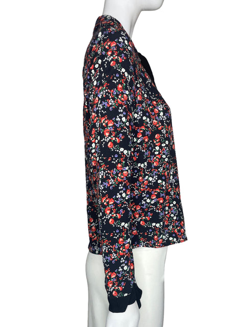 Blusa Zara Flores Mangas Negro-Talla S