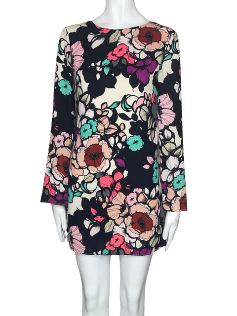 Vestido Express Flores Fluido Beige-Talla 0