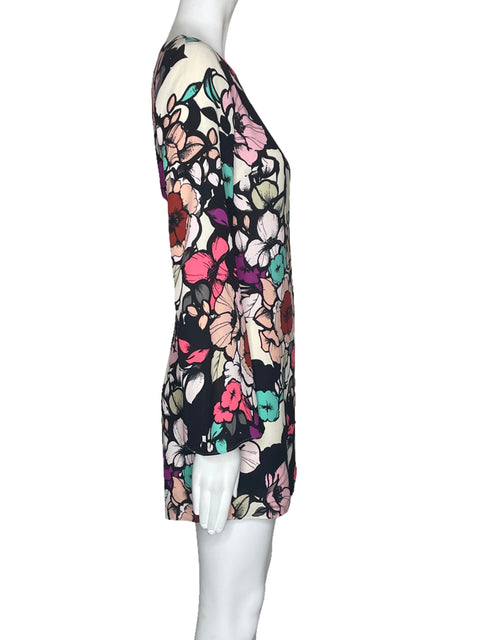 Vestido Express Flores Fluido Beige-Talla 0