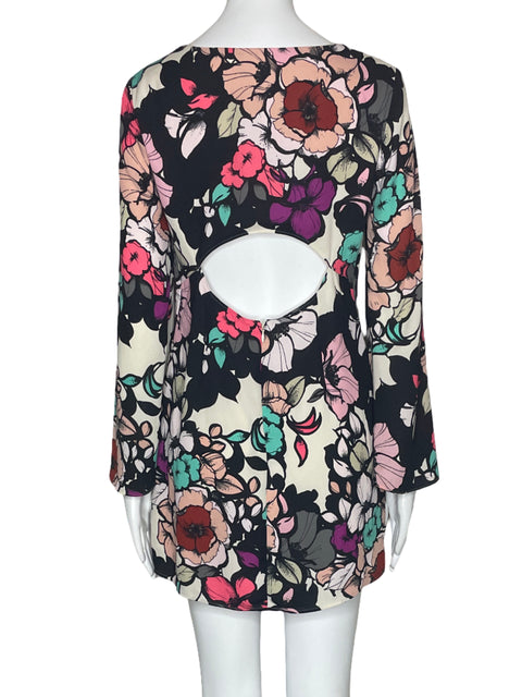 Vestido Express Flores Fluido Beige-Talla 0