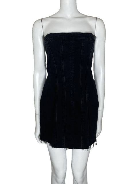 Vestido Zara Strapless Denim Negro-Talla S
