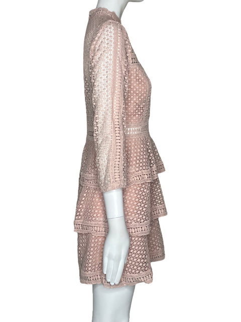 Vestido Tesoro TPS Encaje Mangas Rosado-Talla S