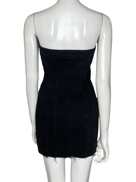 Vestido Zara Strapless Denim Negro-Talla S