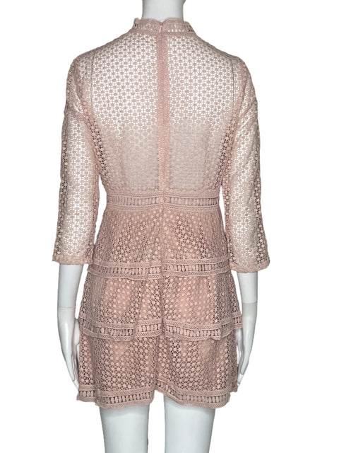 Vestido Tesoro TPS Encaje Mangas Rosado-Talla S