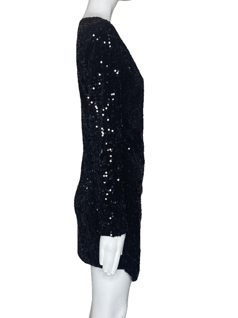 Vestido Primark Lentejuelas Cruzado Negro-Talla 4