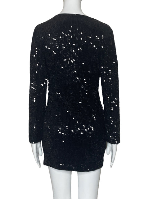 Vestido Primark Lentejuelas Cruzado Negro-Talla 4