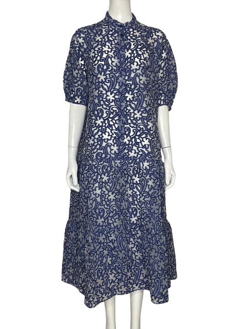 Vestido Ted Baker Bordadpo Floral Azul-Talla 2