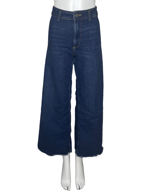 Pantalón Zara Jeans Tiro Alto Azul-Talla 4