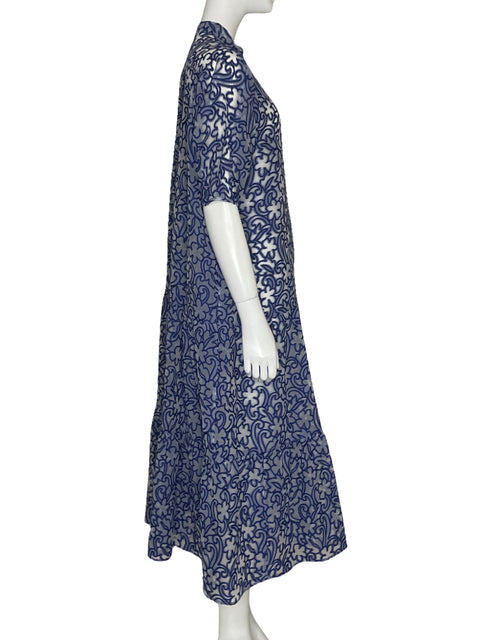 Vestido Ted Baker Bordadpo Floral Azul-Talla 2