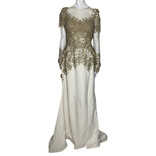 Vestido Tesoro TPS Flores Lentejuela Beige-Talla L