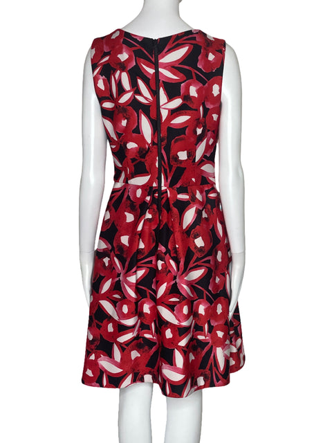 Vestido Taylor Flores Acampanado Rojo-Talla 6