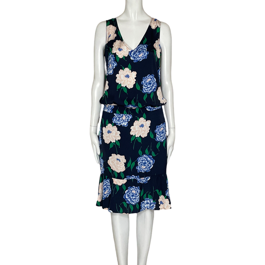 Set ANN TAYLOR Blusa y Falda Floral Azul- Talla S