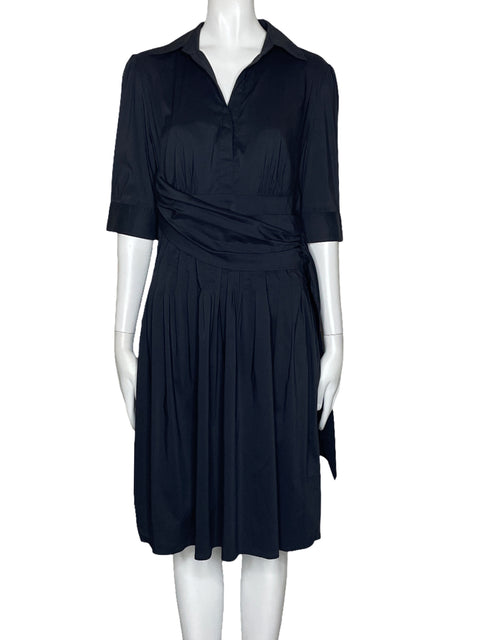 Vestido BCBG Dreapeado Pliegues Gris-Talla 6