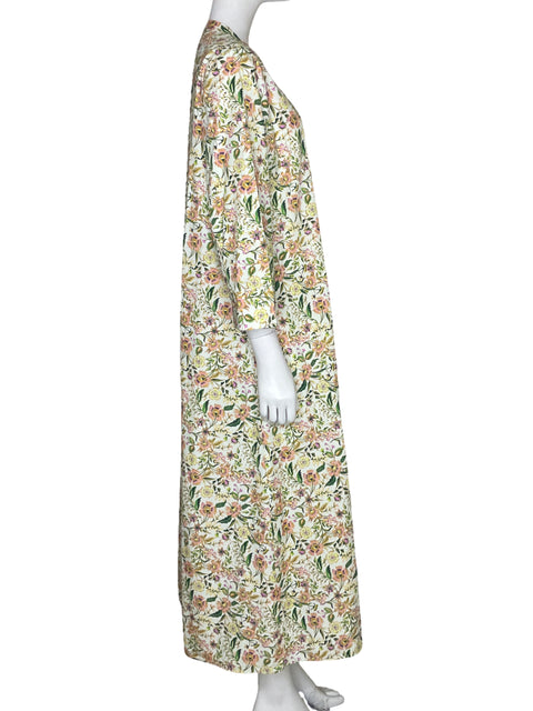 Vestido Zara Floral Camisero Blanco-Talla L