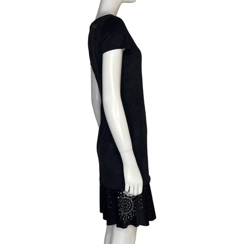 Vestido Desigual Aterciopelado Negro - Talla XS