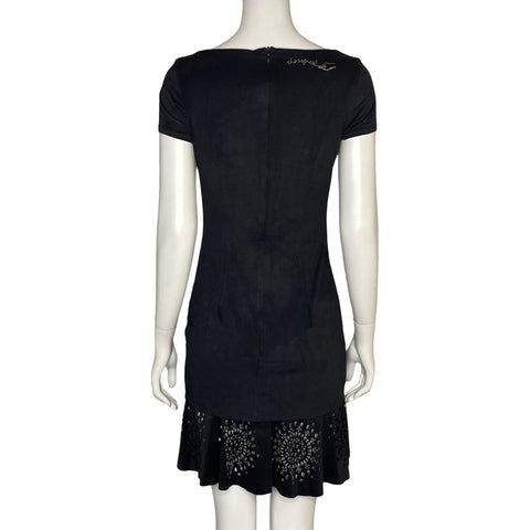 Vestido Desigual Aterciopelado Negro - Talla XS
