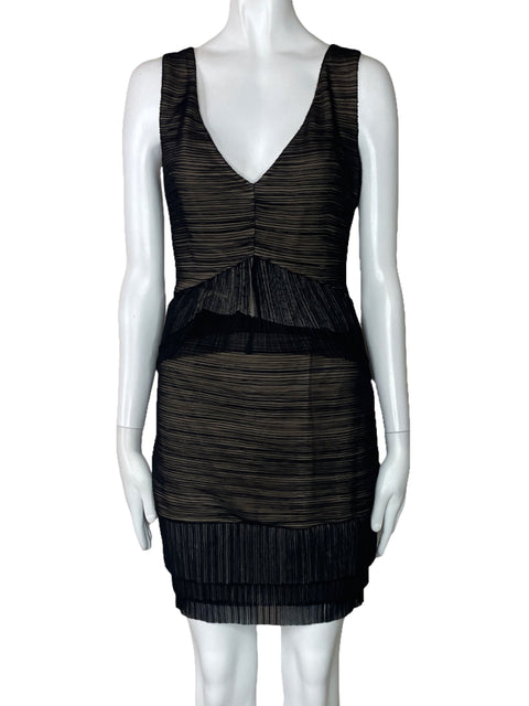 Vestido BCBG Sin Mangas Acanalado Negro-Talla L