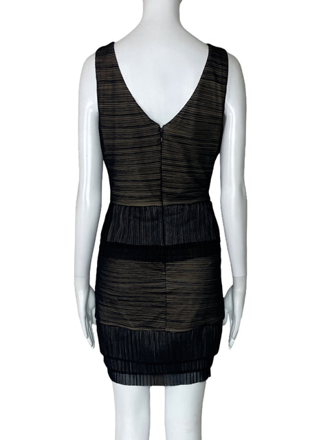 Vestido BCBG Sin Mangas Acanalado Negro-Talla L