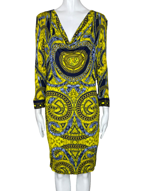 Vestido Versace Jeans Fluido Mangas Amarillo-Talla 10
