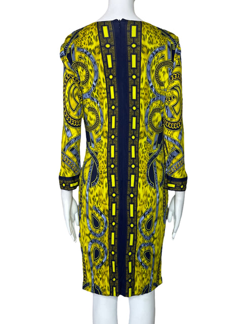 Vestido Versace Jeans Fluido Mangas Amarillo-Talla 10