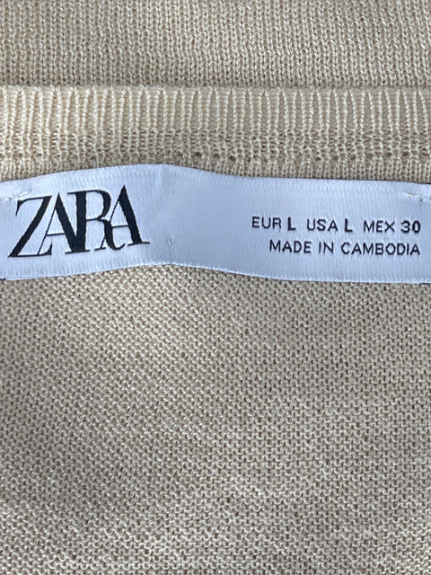 Sueter Zara Manga Larga Casual Beige-Talla L