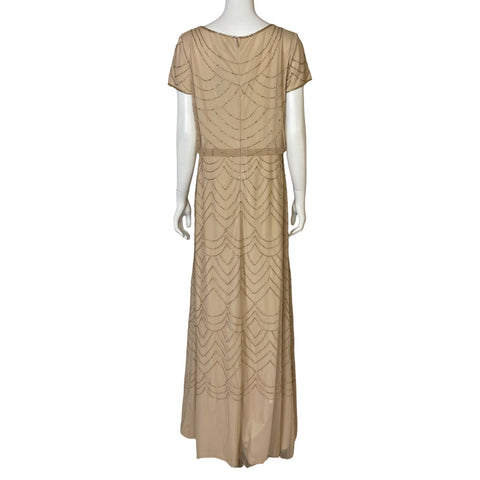 Vestido Adrianna Papell Pedrería Beige - Talla 14