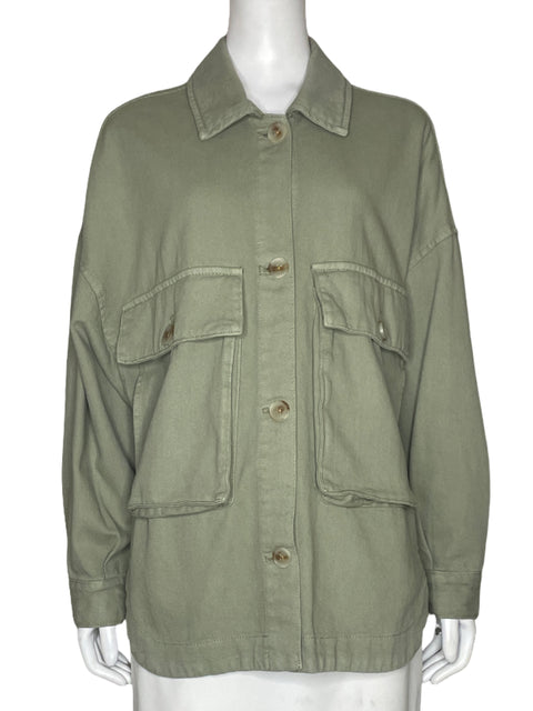 Jacket Stradivarius Bolsillos Jean Verde-Talla M