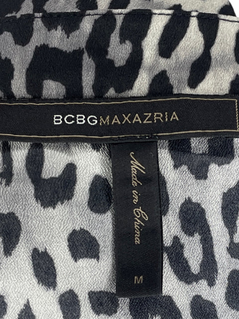 Blusa BCBG Animal Print Cuello V Gris-Talla M