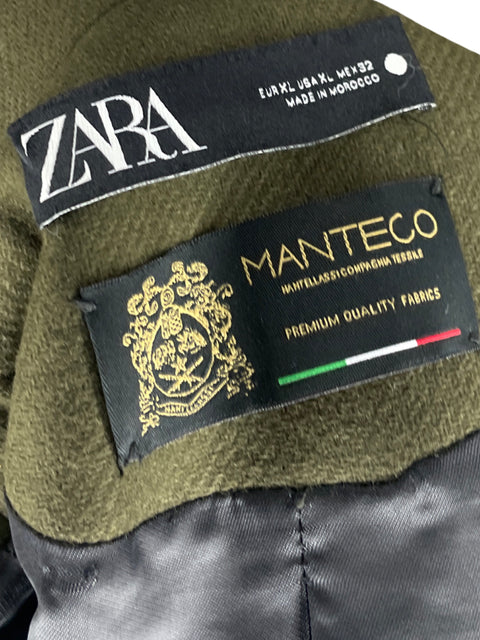 Blazer Zara Manteco Botones Dorado y Verde-Talla XL
