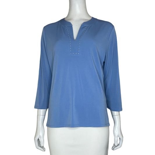 Blusa TRESOR Cuello V Mangas Largas Azul - Talla 44