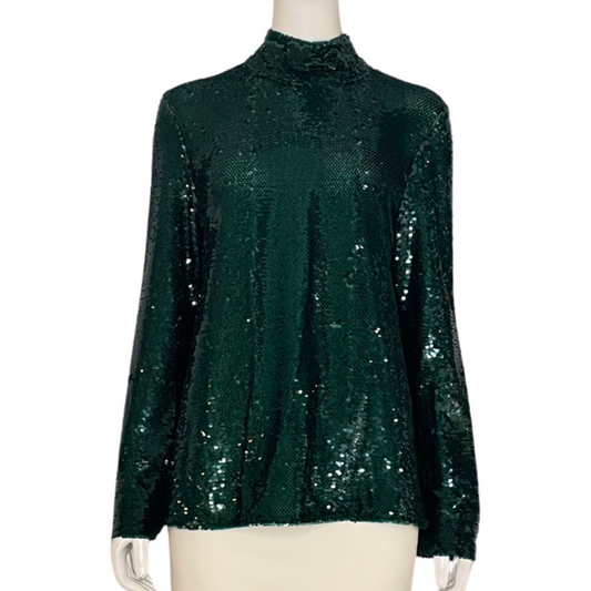 Blusa Zara Lentejuelas Verde - Talla S