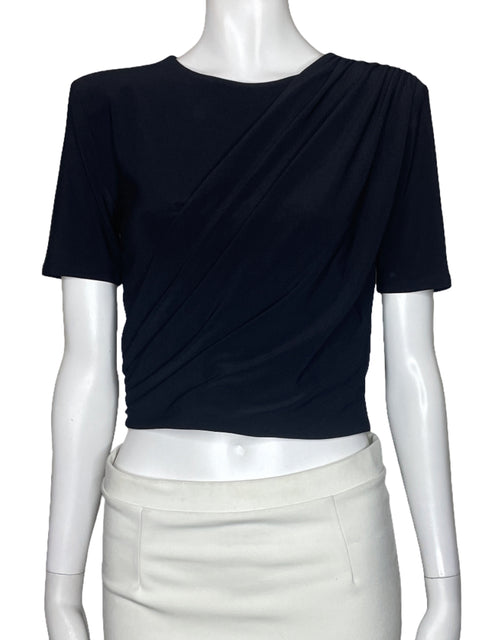 Top Express Drapeado Mangas Corta Negro-Talla XS