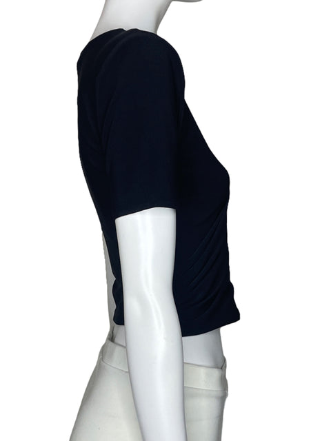 Top Express Drapeado Mangas Corta Negro-Talla XS