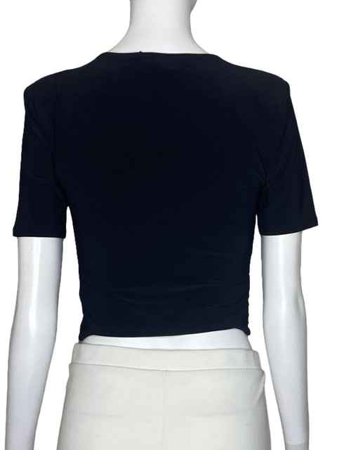 Top Express Drapeado Mangas Corta Negro-Talla XS