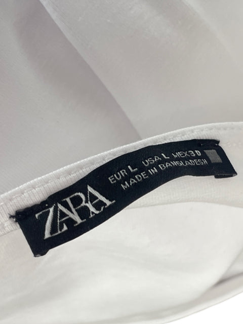 Sweater Zara Basico Manga Larga Blanco-Talla L