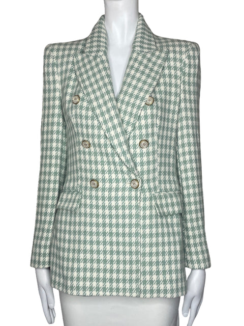 Blazer Zara Pata De Gallo Botones Verde-Talla S