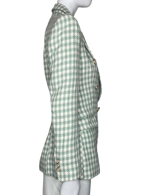 Blazer Zara Pata De Gallo Botones Verde-Talla S