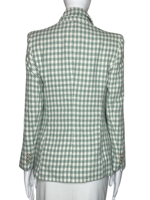 Blazer Zara Pata De Gallo Botones Verde-Talla S